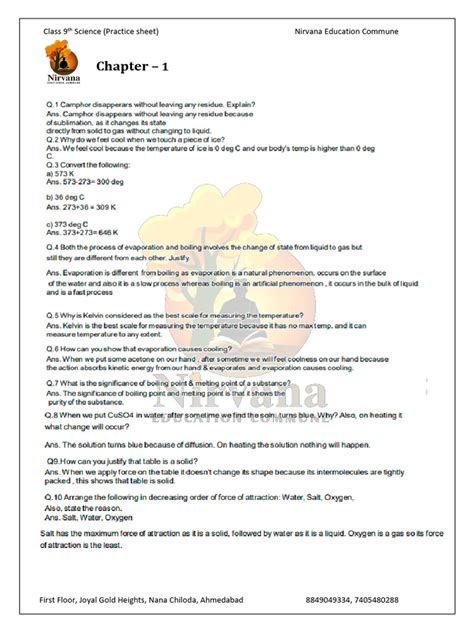 Image result for 9th Class Science Worksheet 31 Answer