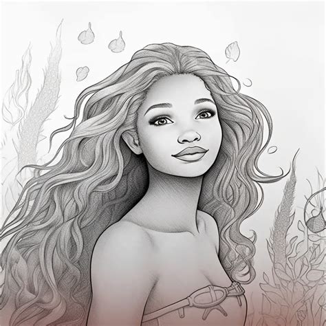 The Little Mermaid Coloring Pages Halle Bailey