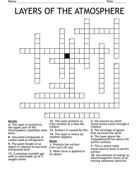 Layers of the Atmosphere Crossword - WordMint