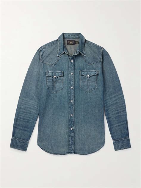 RRL Slim-Fit Denim Western Shirt for Men | MR PORTER