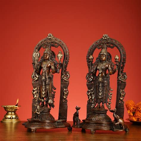 Buy Superfine Brass Lord Vishnu & Goddess Lakshmi Idol Pair | 16 inch ...