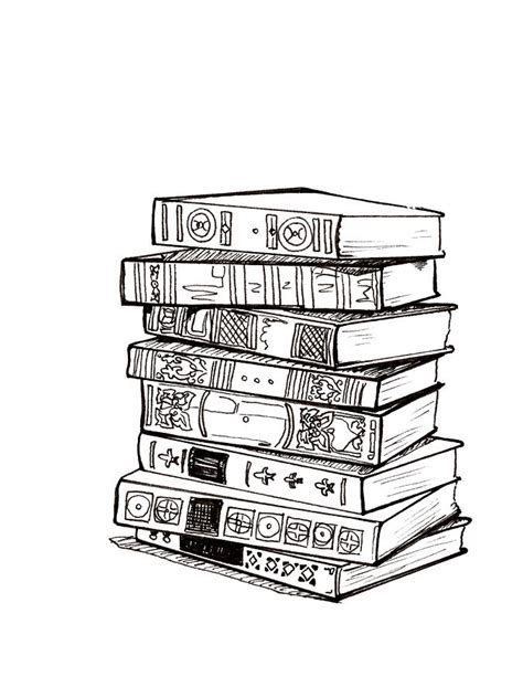A Drawing Of A Stack Of Books at Thomas Gabaldon blog