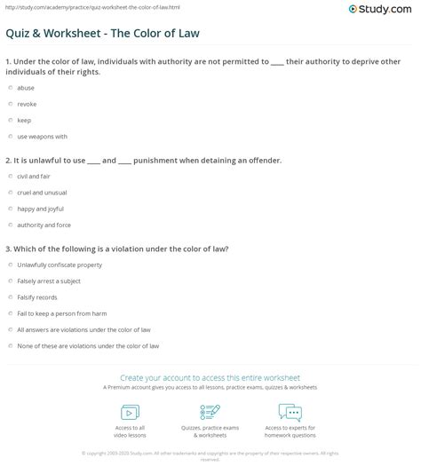 Quiz & Worksheet - The Color of Law | Study.com