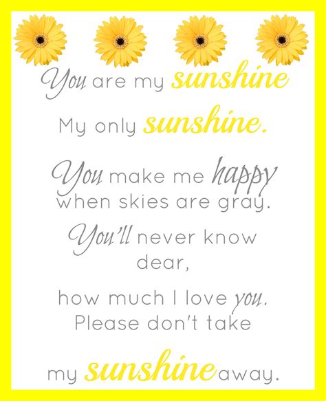Sunshine Poem, Sunshine Crafts, Sunshine Printable, You Are My Sunshine ...