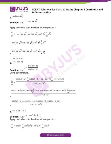 Class 12 Maths Continuity and Defferential Exercise 5.2 的图像结果