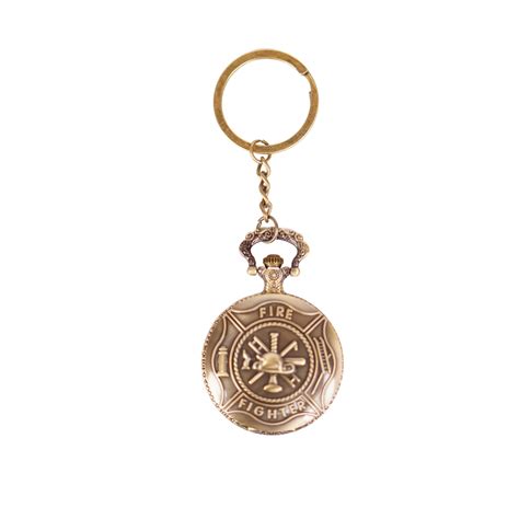 Fire Fighter Pocket Watch Vintage Keychain