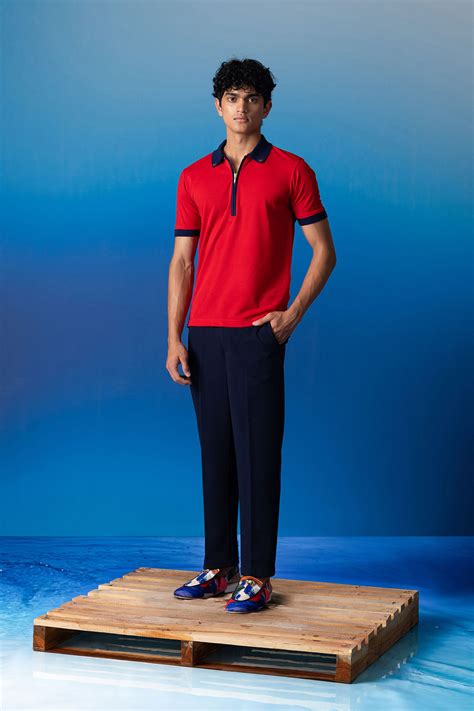 Coccinella Polo with Contrast Ribbed Collar available only at Shivan ...