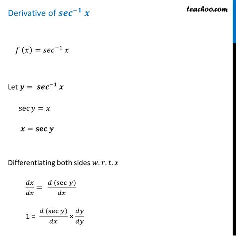 Derivative of sec-1 x (Sec inverse x) - Teachoo [with Video]