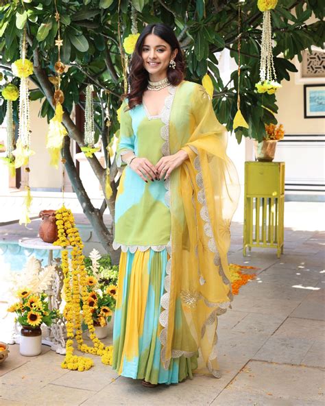 Shop Mellow Yellow Tie Dye Georgette Suit Set for Women Online in India ...