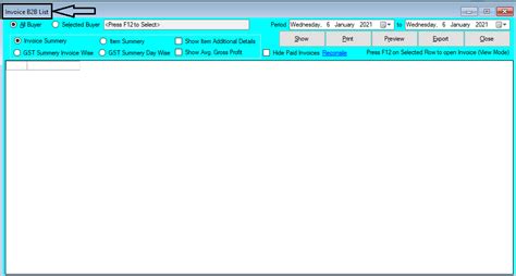 Invoice B2B List Report Help Guide