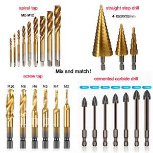 Various Combination Sets Of Taps And Drill Bits Applied To Various ...
