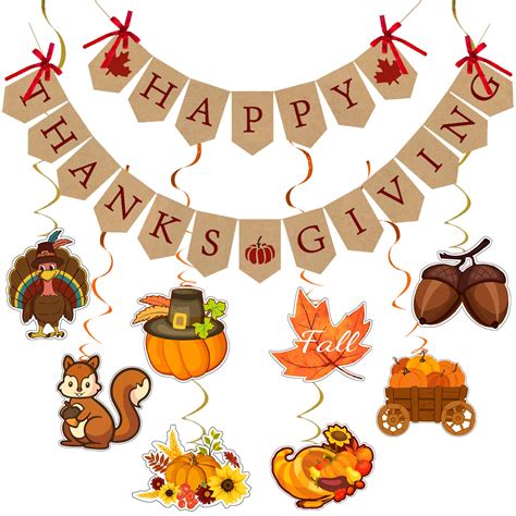 Amazon.com: HiParty Thanksgiving Decorations,Happy Thanksgiving Banners ...