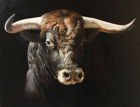 Taurus Bull Painting on Black Background