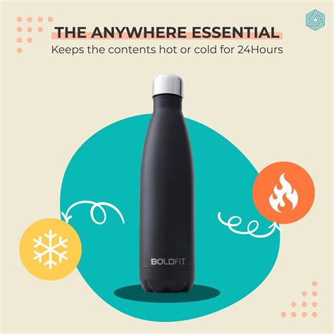 Boldfit Stainless Steel Water Bottle Black – Bling Brands