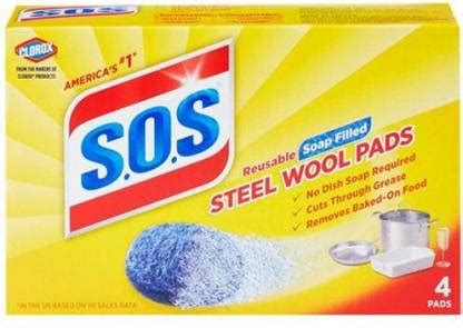CLOROX Steel Wool Pad Reusable Soap Filled (Imported) 4 Pads Scrub Pad ...
