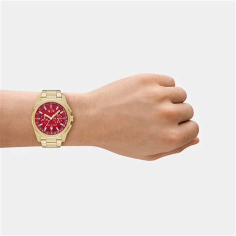 Armani Exchange Quartz Red Dial Chronograph Stainless Steel Men Watch ...