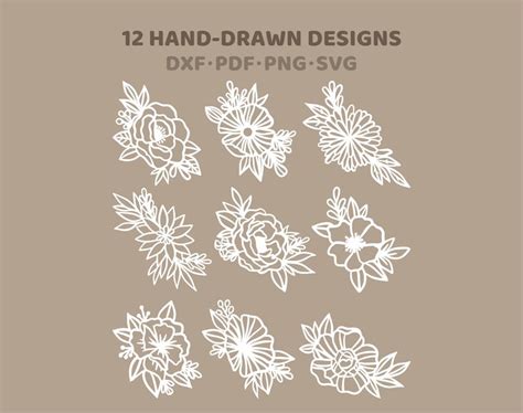 Buy 12 Floral SVG - Flowers SVG - Floral SVG Bundle for Glowforge ...