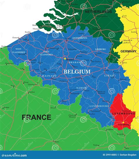 Belgium map stock vector. Illustration of national, administrative - 29914885