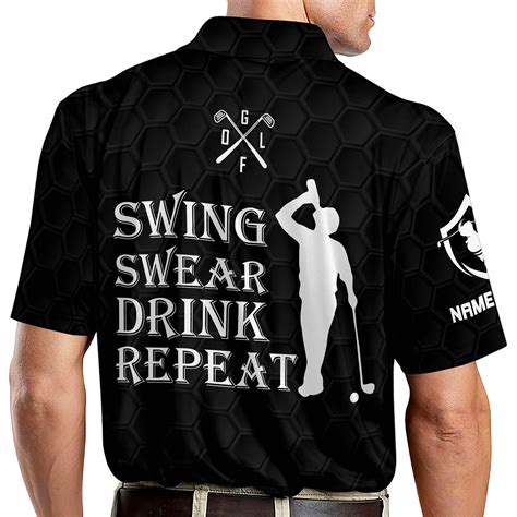 Lasfour Personalized 3D Funny Golf Polo Shirts for Men, Swing Swear ...