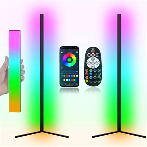 Modern Two Pack LED Corner RGB Floor Lamp,Updated Bigger Size , Smart ...