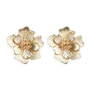 Fabula by OOMPH Jewellery Gold Large Floral Crystal Fashion Ear Stud ...