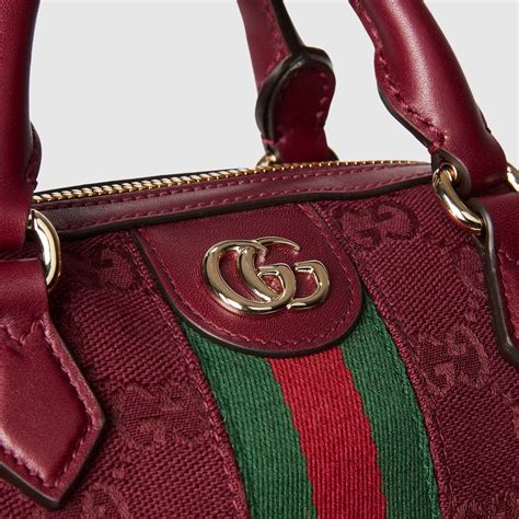 Ophidia mini boston bag in Rosso Ancora red canvas | GUCCI® MX