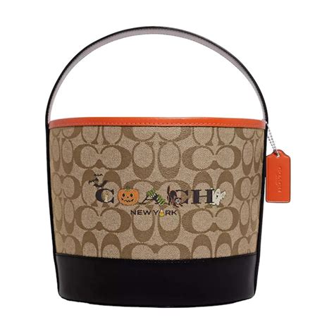 Coach Halloween Print Treat Candy Bucket Bag In Signature Canvas Khaki ...