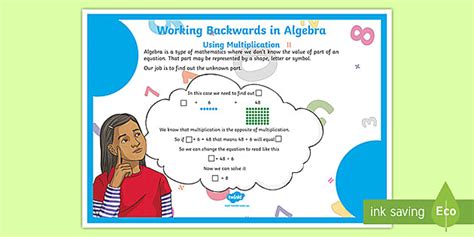Working Backwards in Algebra Using Division Display Poster