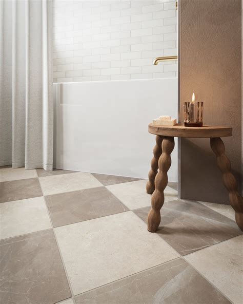Leona 12x12 Checkerboard Matte Porcelain Tile in Marfil and Amani ...