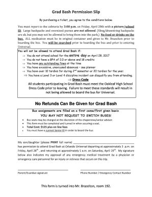 Grad Bash Permission Slip - Ohs.oneclay.net - Ohs Oneclay - Fill and ...