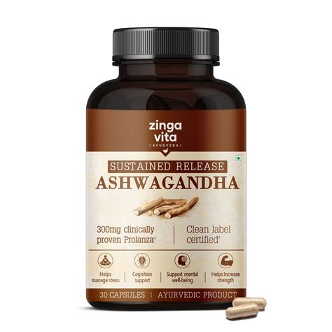 Zingavita Ayurveda Clinically Proven Ashwagandha Veg Capsule, Sustained ...