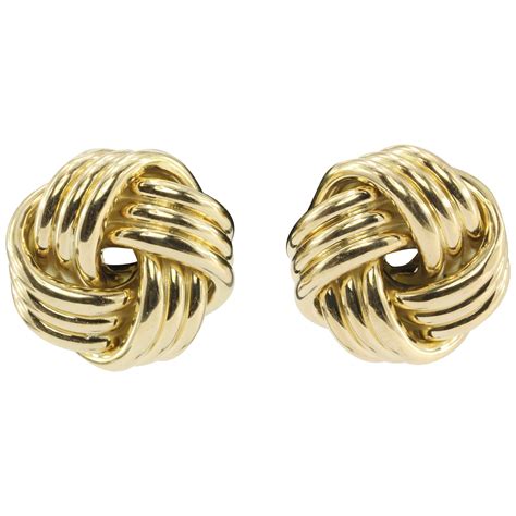 Tiffany and Co. Yellow Gold Three Dimensional Love Knot Earrings at ...