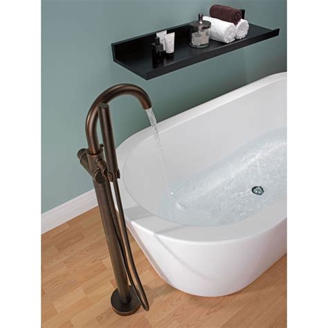 Delta Trinsic Venetian Bronze Floor Mount Freestanding Tub Filler w/Va ...