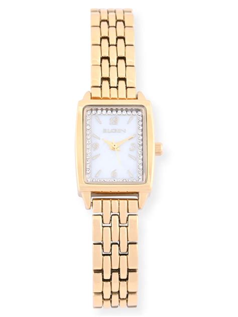 Elgin Adult Female Watch in Gold with Mother of Pearl Dial and Gold ...