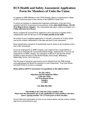 Fillable Online ECS Health and Safety Assessment Application Fax Email ...
