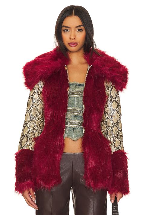 Kim Shui Snakeskin Coat in Red Wine | REVOLVE