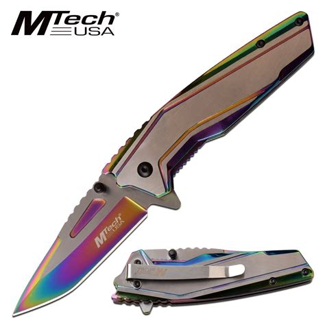 Mtech Spring Assisted Knife Rainbow Pocket Knife-6G2-MT-A111