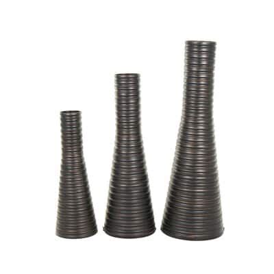 Bronze Ribbed Tall Cone Floor Vase with Horizontal Grooves Set | Michaels