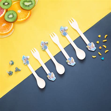 Royal Princess Kids Eating / Feeding Bamboo Spoons & Forks- Set of 6 ...