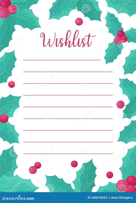 Plantilla En Blanco De Lista De Deseos De Navidad. Lista Vacía De ...