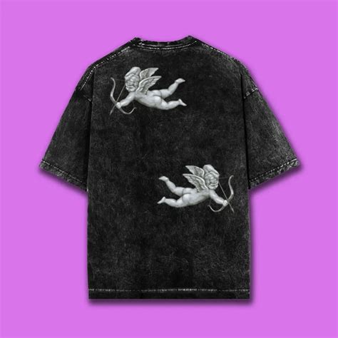 Lazy Cupid Love Black Acid Wash Oversized T-shirt – Lazy Hippos