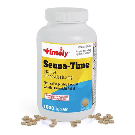 Senna 8.6 Mg Natural Vegetable Laxative for Senokot Natural Vegetable 8.6 Mg Tablets, 1000 Ea