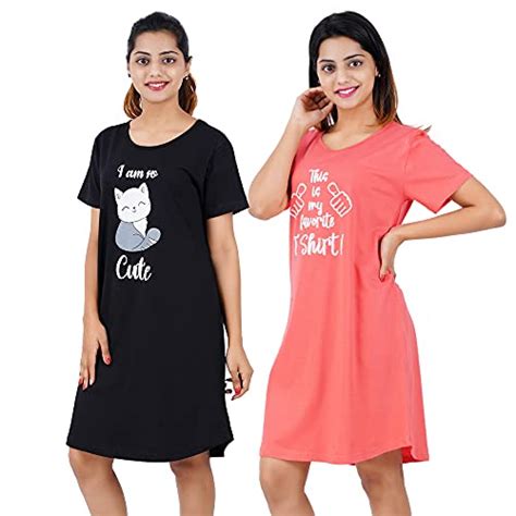 Buy Buy That Trendz Printed Cotton Short Night Dress for Women 2 Pcs ...