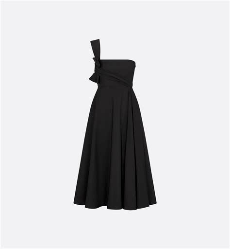 Mid-Length Asymmetric Dress Blue Silk and Cotton Faille | DIOR