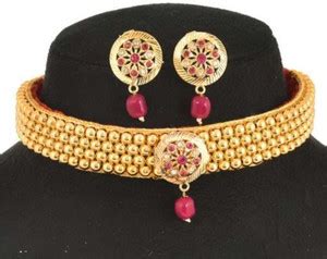 ftj Alloy Gold-plated Red, Gold Jewellery Set Price in India - Buy ftj ...
