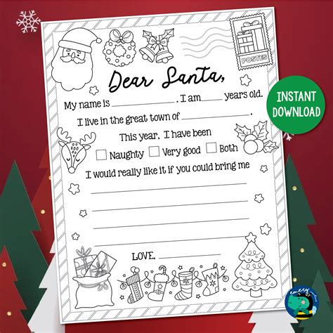 Letter to Santa | Christmas Wish list | Christmas Letter Printable For ...