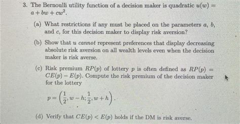 Image result for Bernoulli Expected Utility Function Stat