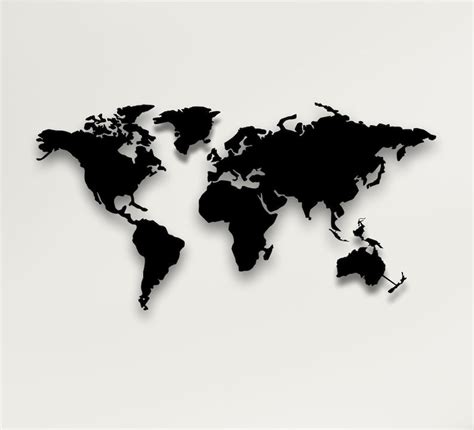 Modern Black World Map Wall Art for Stylish Living Room Décor | Metal ...
