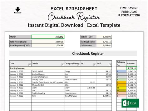 Checkbook Register Template Excel