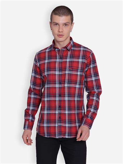 JUMP USA Men's Red & Wine Solid Cotton Casual Shirts